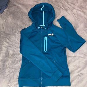 Teal FILA Sport Athletic Zip-up Hooded Sweatshirt